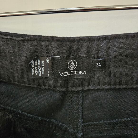 Volcom Women's Chickie High Rise Chino Pants Black Size 24 - Picture 3 of 11